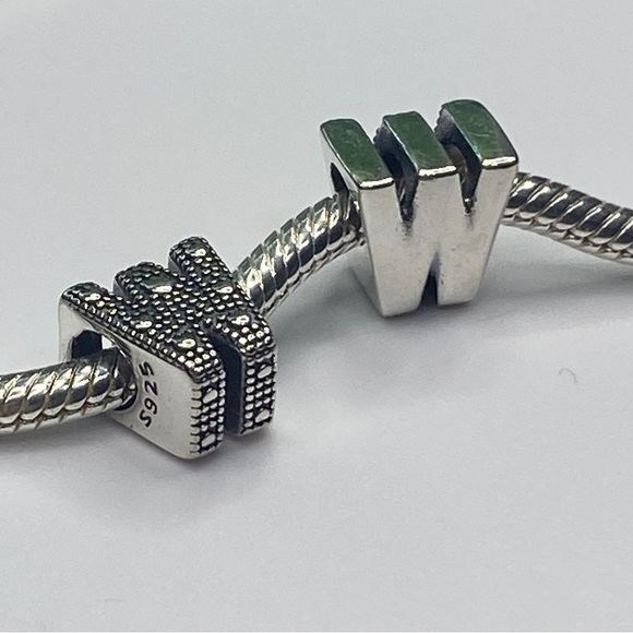 Sterling Silver Letter W Charm - Picture 3 of 10